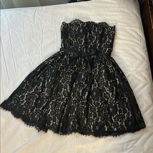 Robert Rodriguez Black Lace Strapless Dress
